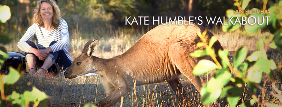 Kate Humble with kangaroo